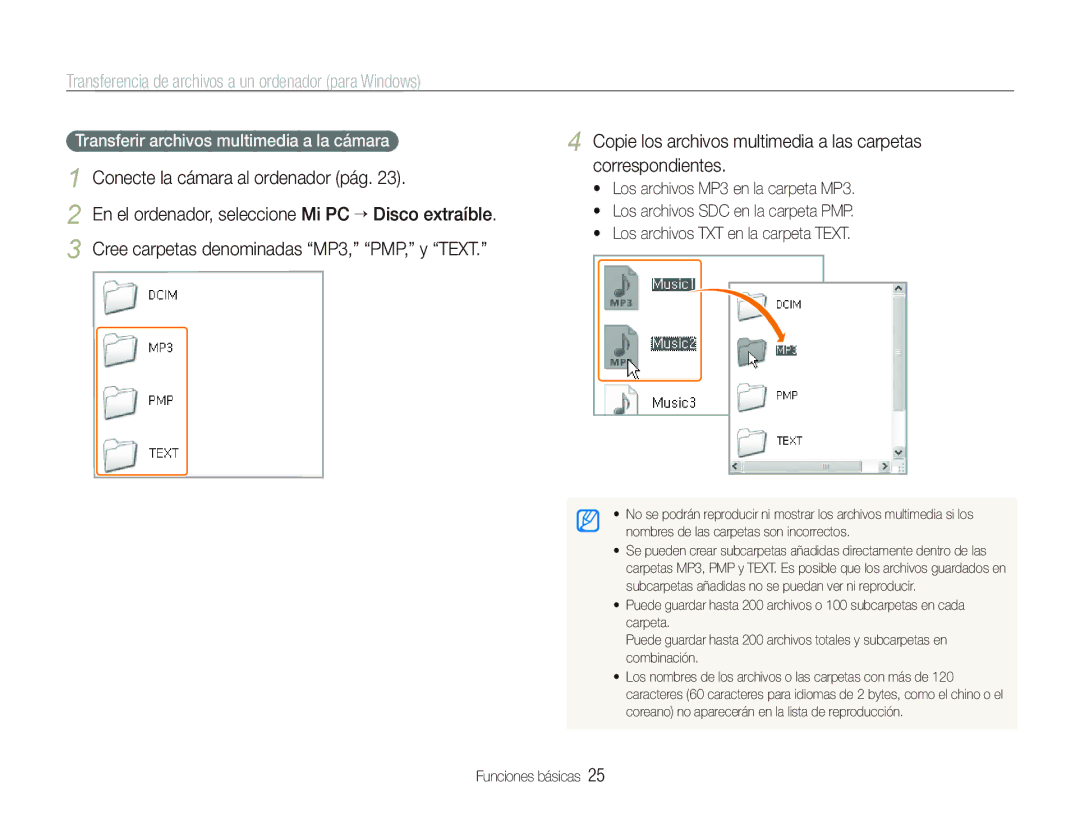 Samsung EC-PL10ZRBP/E1, EC-PL10ZPBP/E1 manual Transferir archivos multimedia a la cámara 