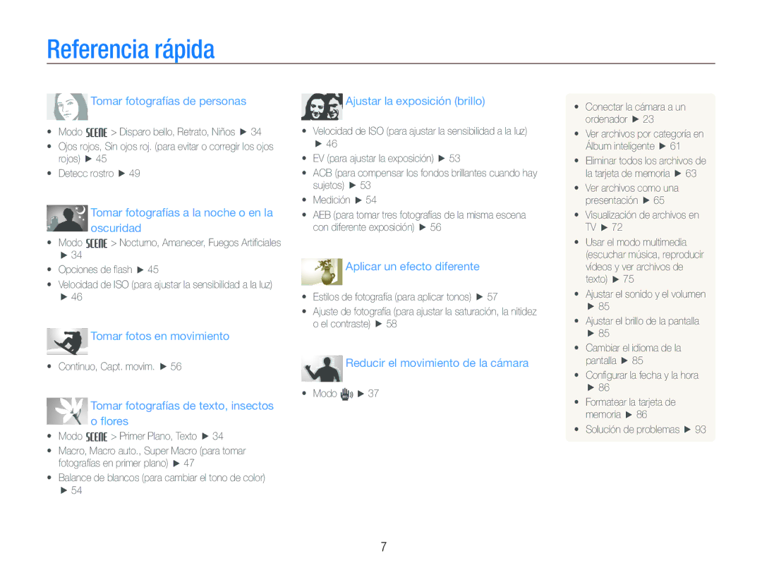 Samsung EC-PL10ZRBP/E1, EC-PL10ZPBP/E1 manual Referencia rápida, Tomar fotografías de personas 