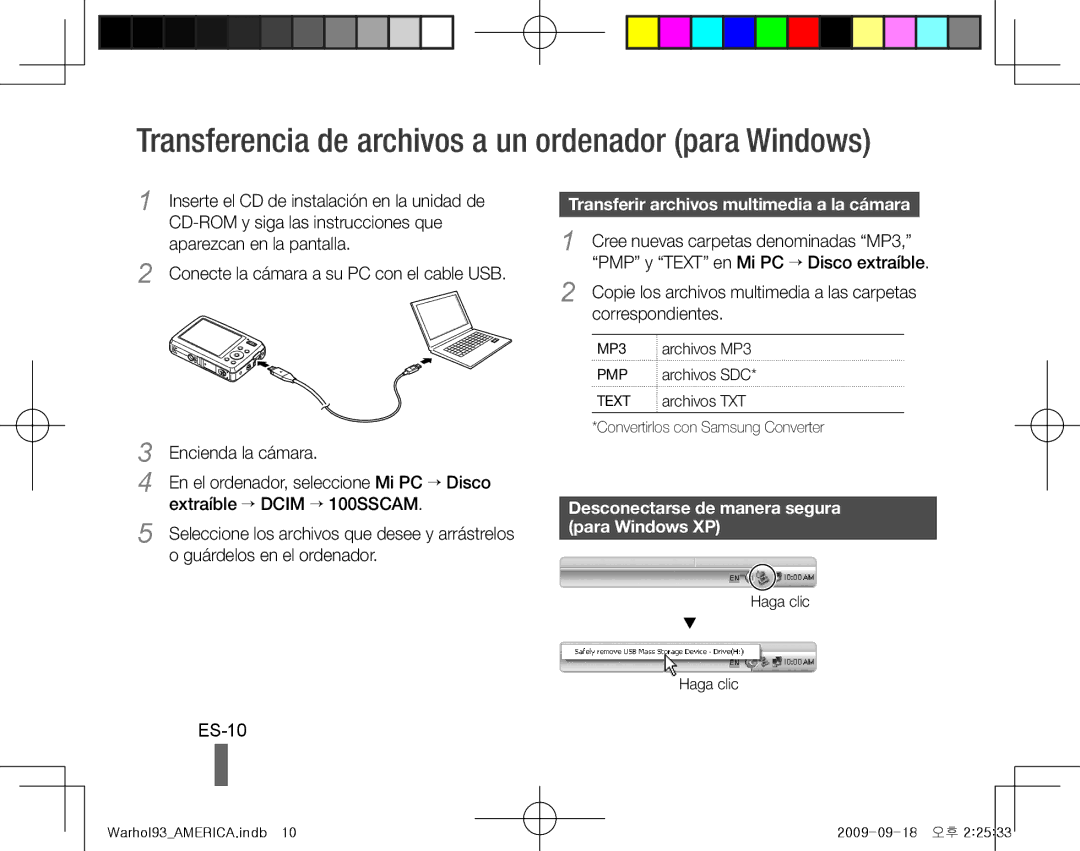 Samsung EC-PL10ZSBP/VN, EC-PL10ZRBP/FR manual Transferencia de archivos a un ordenador para Windows, ES-10, Correspondientes 