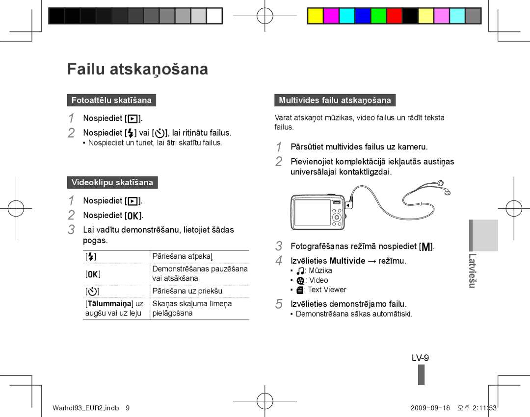 Samsung EC-PL10ZABP/VN, EC-PL10ZRBP/FR manual Failu atskaņošana, LV-9, Fotoattēlu skatīšana, Multivides failu atskaņošana 