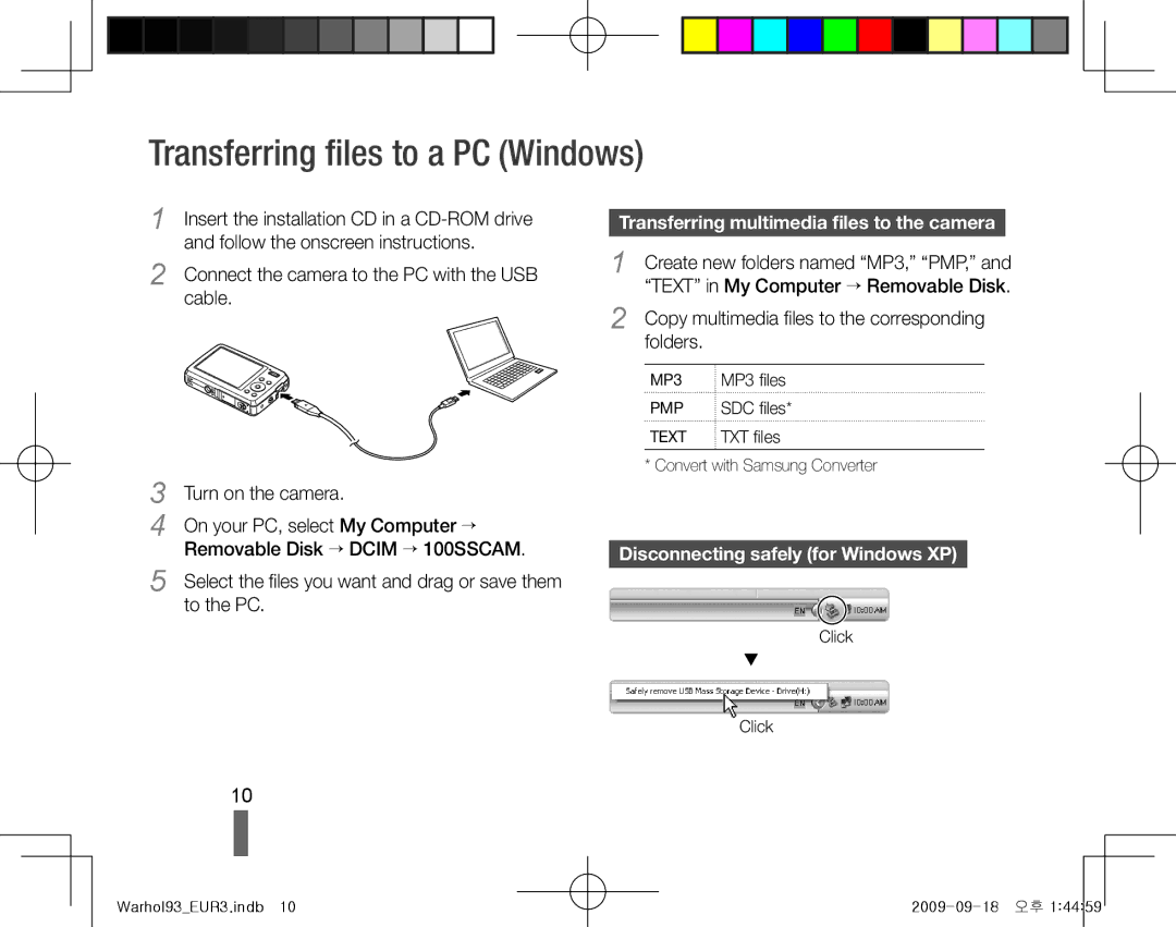 Samsung EC-PL10ZRBP/ME manual Transferring files to a PC Windows, Select the files you want and drag or save them to the PC 