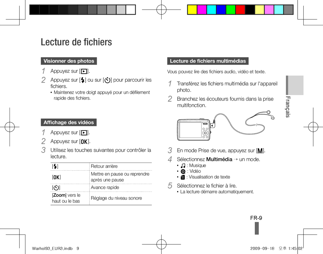 Samsung EC-PL10ZSBP/E3, EC-PL10ZRBP/FR manual Lecture de fichiers, FR-9, Visionner des photos, Affichage des vidéos 