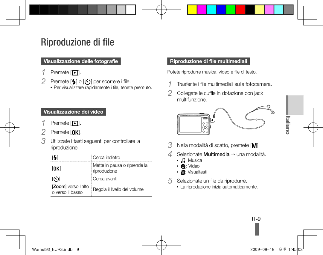 Samsung EC-PL10ZABA/RU, EC-PL10ZRBP/FR manual IT-9, Visualizzazione delle fotografie, Riproduzione di file multimediali 