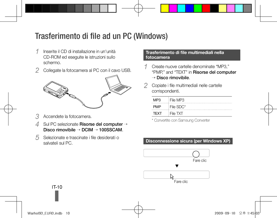 Samsung EC-PL10ZABP/E3 Trasferimento di file ad un PC Windows, IT-10, Trasferimento di file multimediali nella fotocamera 