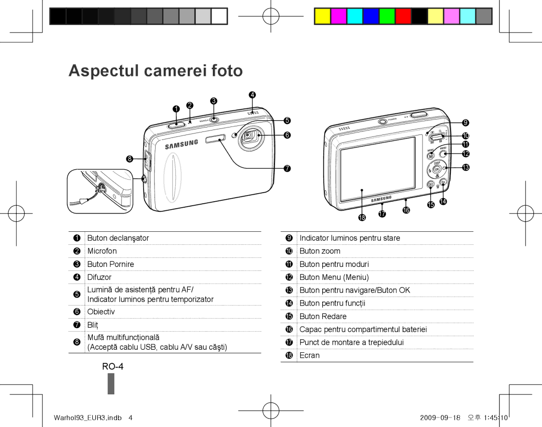 Samsung EC-PL10ZLBP/FR, EC-PL10ZRBP/FR, EC-PL10ZPBP/FR, EC-PL10ZSBP/IT, EC-PL10ZRBP/IT manual Aspectul camerei foto, RO-4 