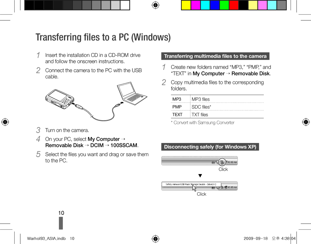 Samsung EC-PL10ZRBP/ME manual Transferring files to a PC Windows, Select the files you want and drag or save them to the PC 