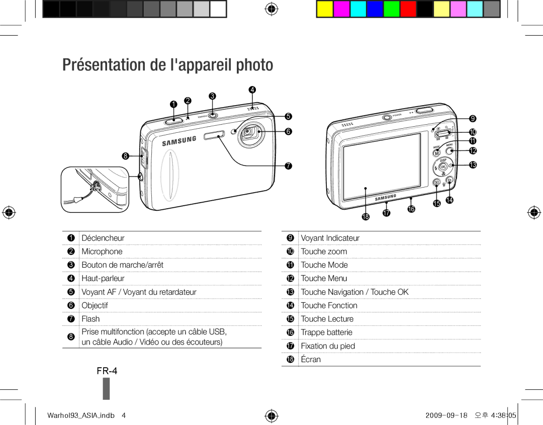 Samsung EC-PL10ZRBP/SA, EC-PL10ZRBP/FR, EC-PL10ZPBP/FR, EC-PL10ZLBP/FR, EC-PL10ZSBP/IT Présentation de lappareil photo, FR-4 