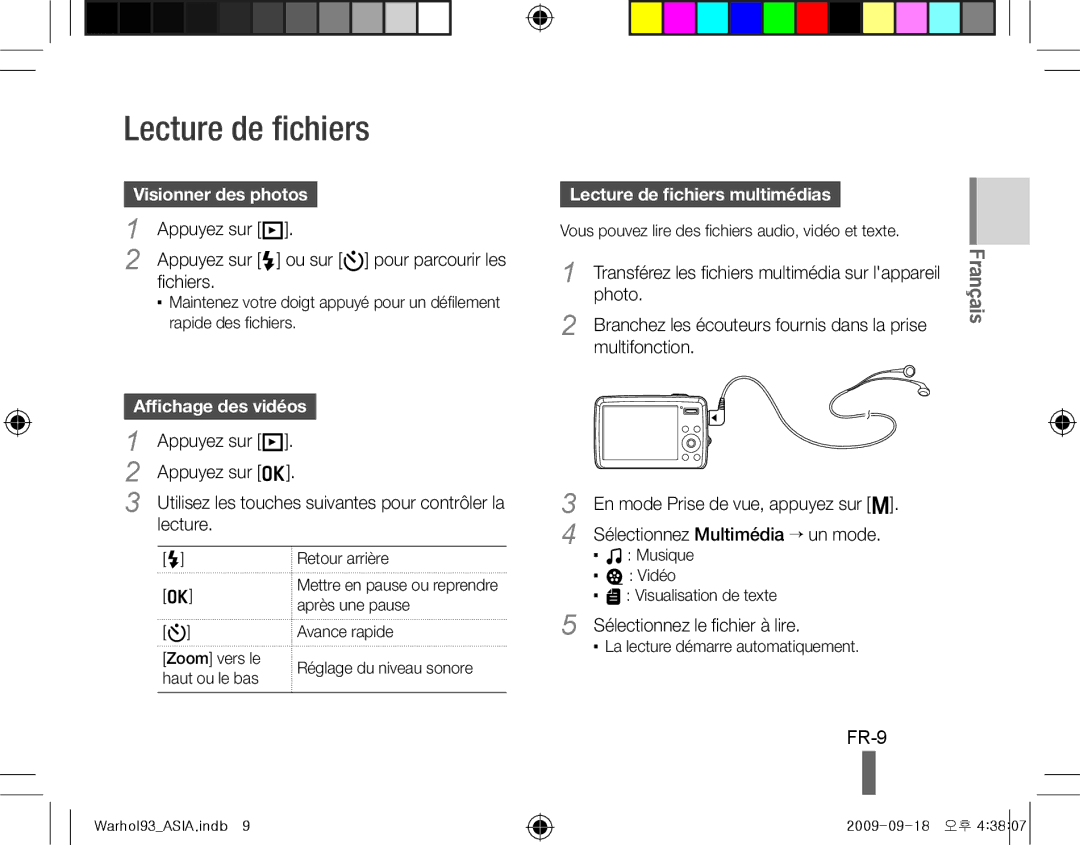 Samsung EC-PL10ZRBP/VN, EC-PL10ZRBP/FR manual Lecture de fichiers, FR-9, Visionner des photos, Affichage des vidéos 