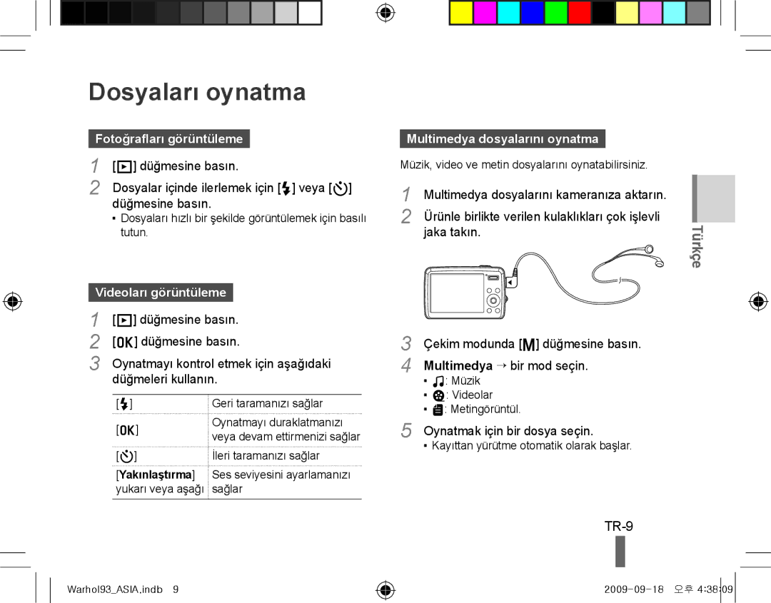 Samsung EC-PL10ZSBP/E3, EC-PL10ZRBP/FR manual Dosyaları oynatma, TR-9, Fotoğrafları görüntüleme, Videoları görüntüleme 