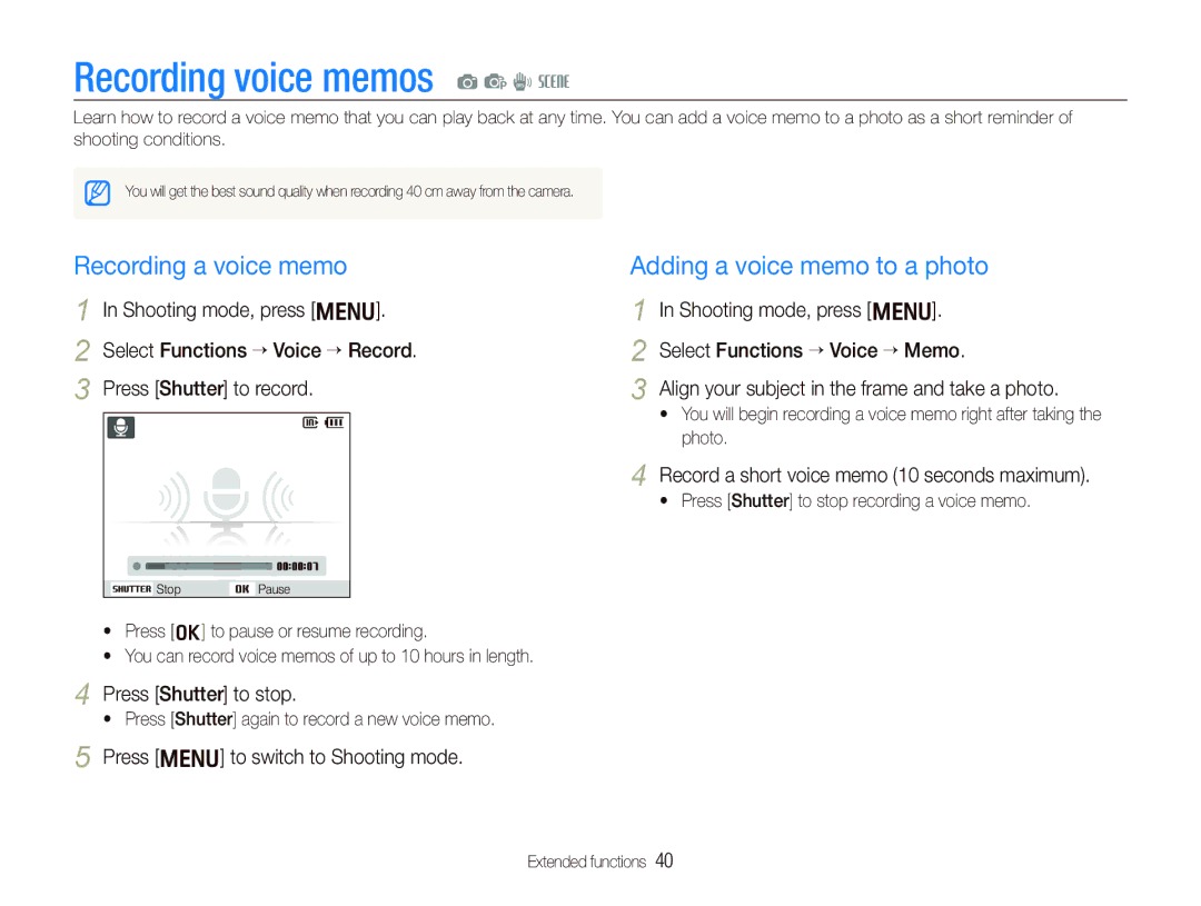 Samsung EC-PL10ZRBP/FR manual Recording voice memos a p d s, Recording a voice memo, Adding a voice memo to a photo 