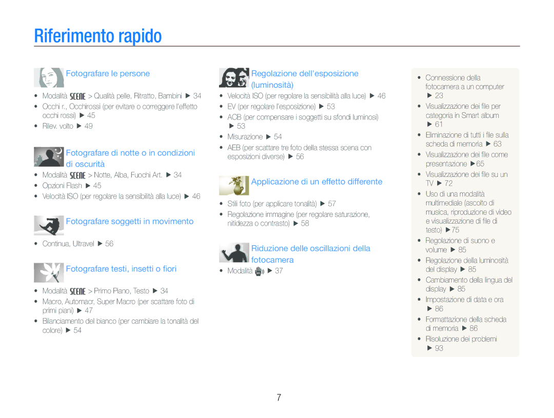 Samsung EC-PL10ZSBP/IT, EC-PL10ZRBP/IT, EC-PL10ZABA/IT, EC-PL10ZBBP/IT manual Riferimento rapido, Fotografare le persone 