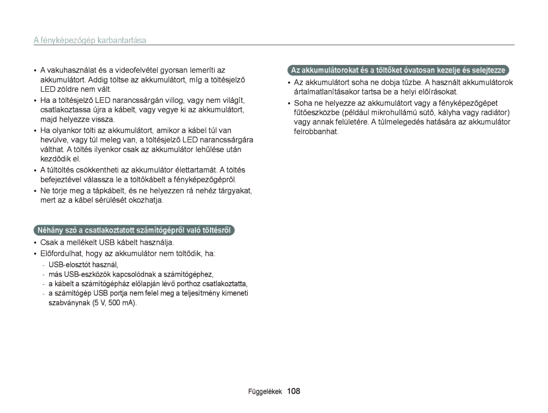 Samsung EC-PL120ZBPPE2, EC-PL120ZBPBE1, EC-PL120ZBPPE1 manual Néhány szó a csatlakoztatott számítógépről való töltésről 