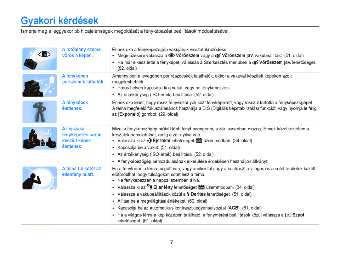 Samsung EC-PL210ZBPBE3, EC-PL120ZBPBE1, EC-PL120ZBPPE1, EC-PL210ZBPBE1 manual Gyakori kérdések, Vörösszem vagy a, Szpot 