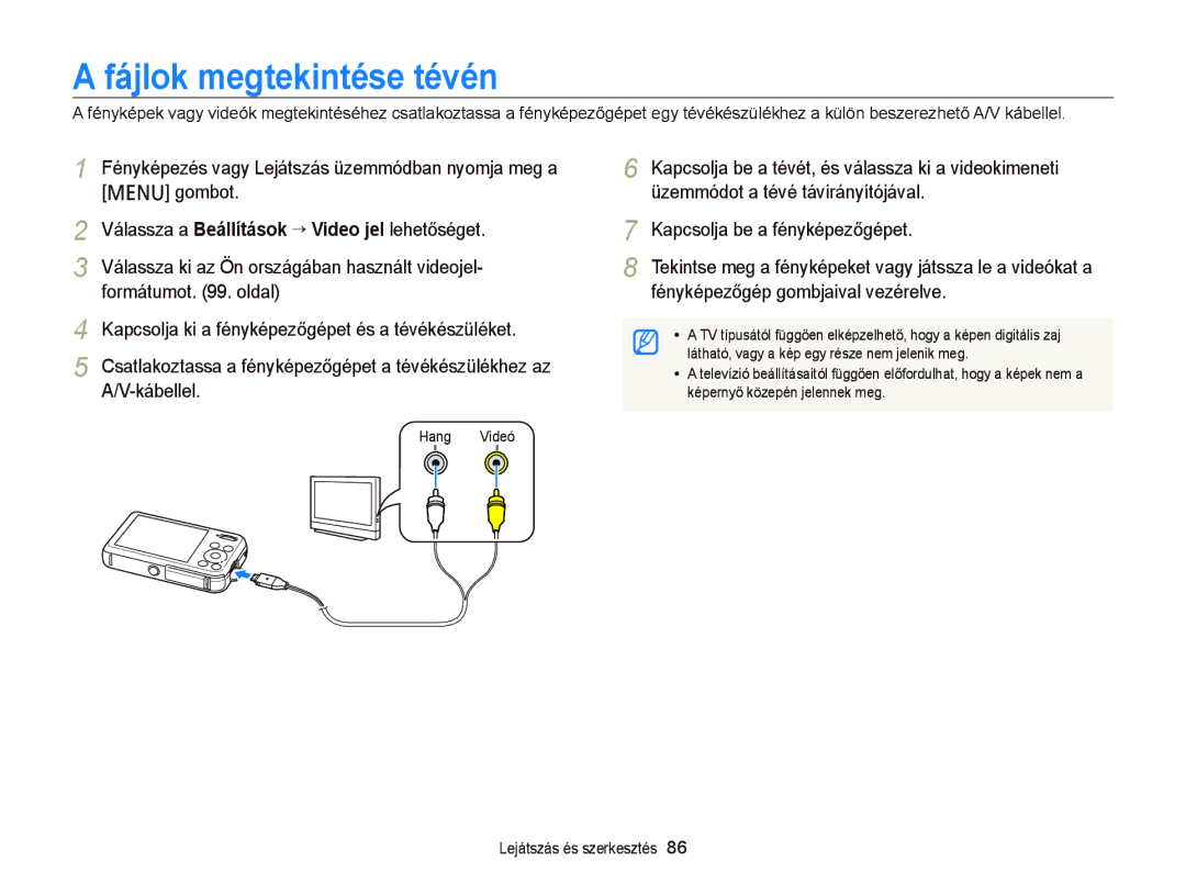 Samsung EC-PL120ZBPSE1 manual Fájlok megtekintése tévén, Üzemmódot a tévé távirányítójával, Kapcsolja be a fényképezőgépet 