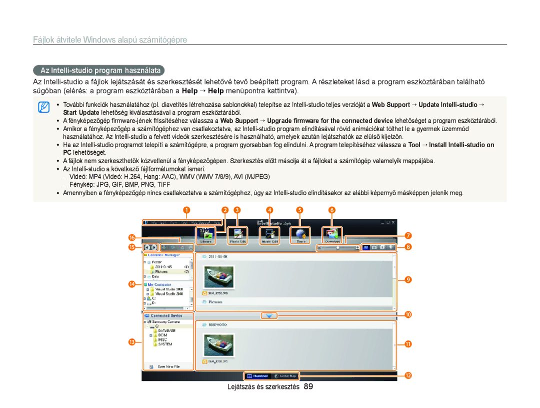 Samsung EC-PL210ZBPSE1, EC-PL120ZBPBE1, EC-PL120ZBPPE1, EC-PL210ZBPBE1, EC-PL120ZBPSE1 Az Intelli-studio program használata 