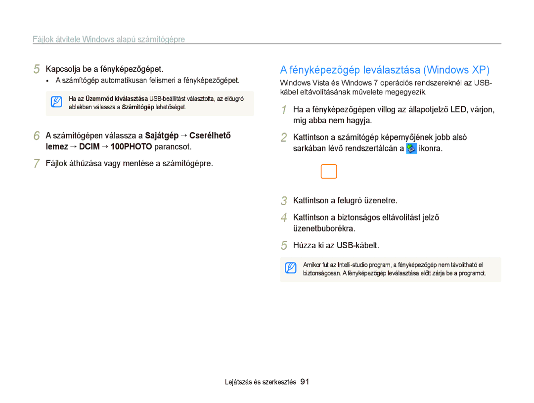 Samsung EC-PL210ZBPBE3 manual Lemez “ Dcim ““100PHOTO parancsot, Számítógép automatikusan felismeri a fényképezőgépet 