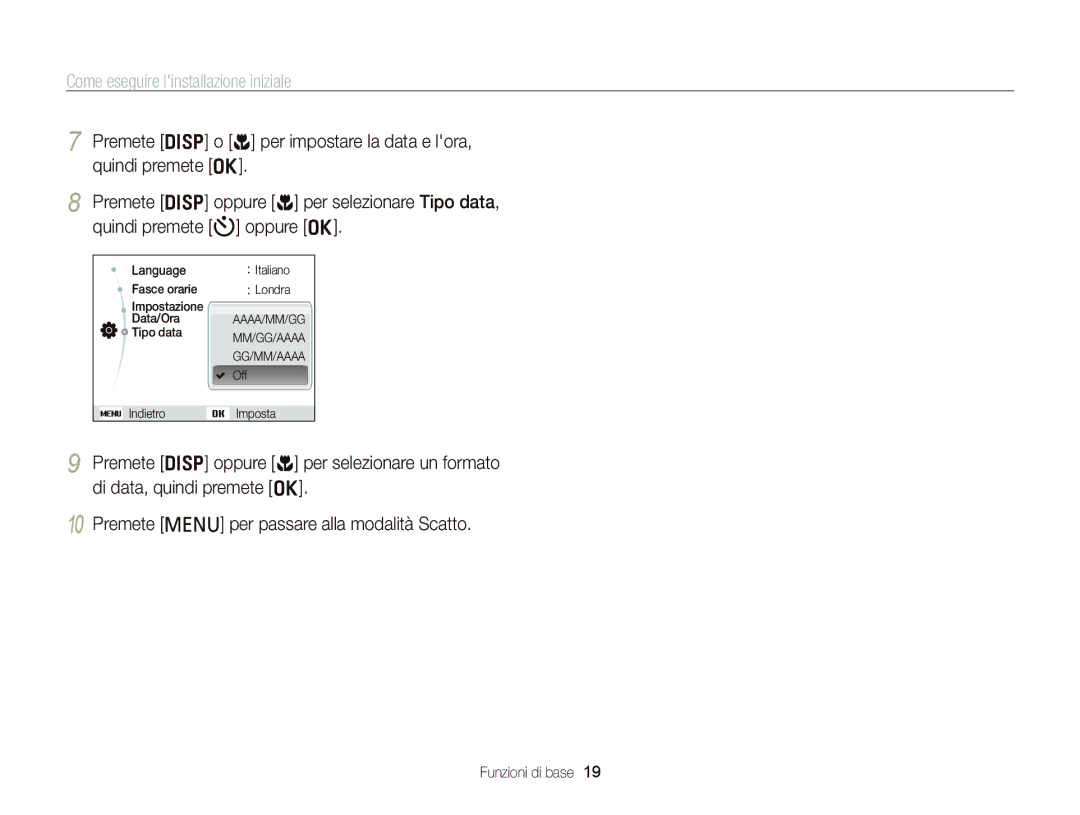 Samsung EC-PL120ZFPBE1, EC-PL120ZBPBE1, EC-PL120ZFPPE1, EC-PL120ZBPPE1, EC-PL210ZBPBE1 Come eseguire linstallazione iniziale 