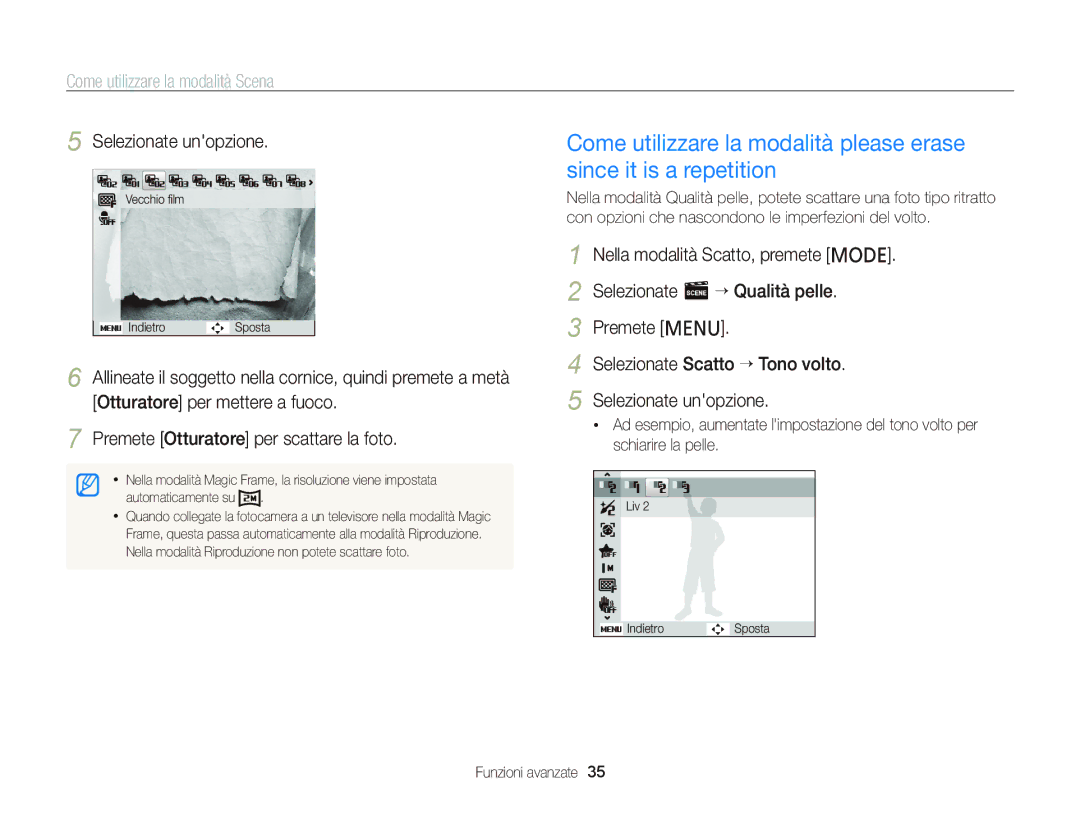 Samsung EC-PL120ZBPBE1, EC-PL120ZFPPE1, EC-PL120ZFPBE1 manual Come utilizzare la modalità Scena, Selezionate unopzione 