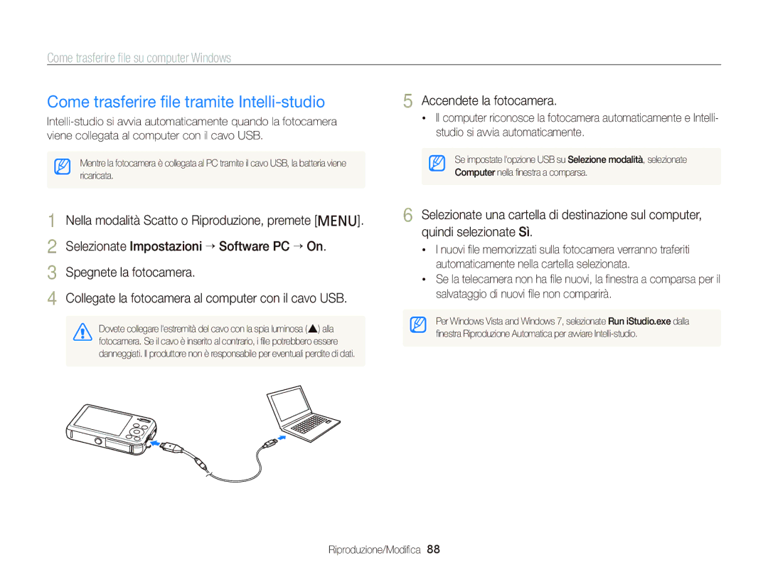 Samsung EC-PL120ZDPSME, EC-PL120ZBPBE1 Come trasferire ﬁle tramite Intelli-studio, Come trasferire ﬁle su computer Windows 