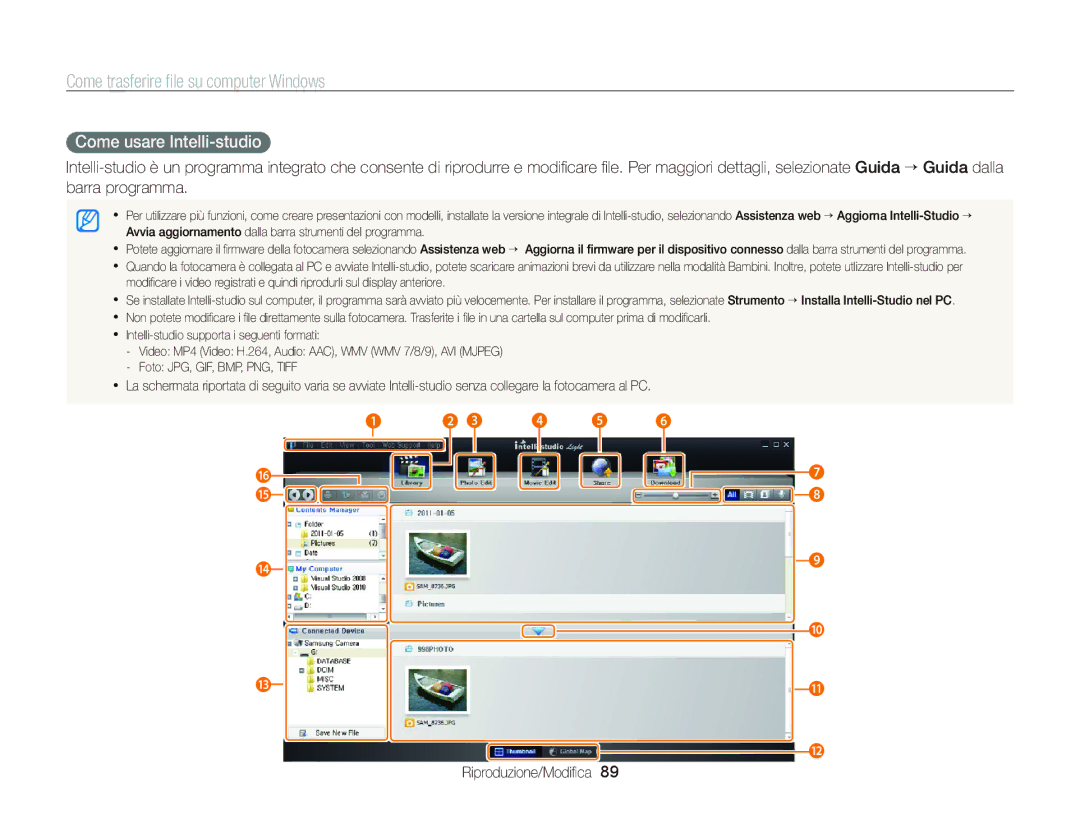 Samsung EC-PL120ZBPBE1, EC-PL120ZFPPE1, EC-PL120ZFPBE1, EC-PL120ZBPPE1, EC-PL210ZBPBE1 manual Come usare Intelli-studio 