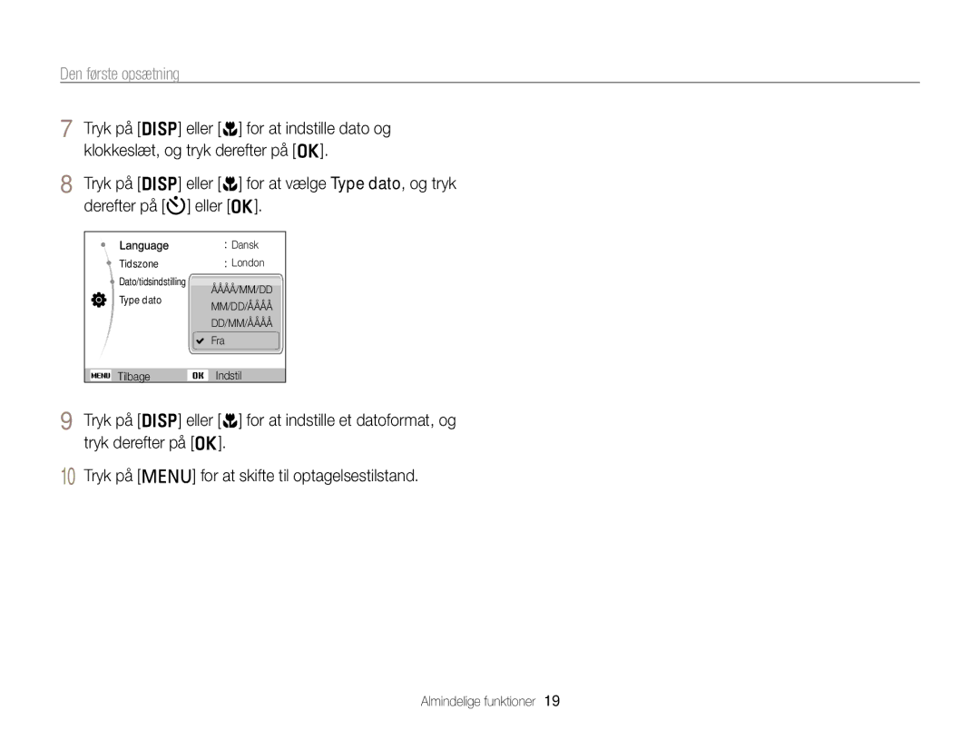 Samsung EC-PL20ZZBPBE2, EC-PL120ZBPSE2, EC-PL20ZZBPSE2, EC-PL210ZBPPE2, EC-PL120ZBPLE2, EC-PL120ZFPSE2 Den første opsætning 