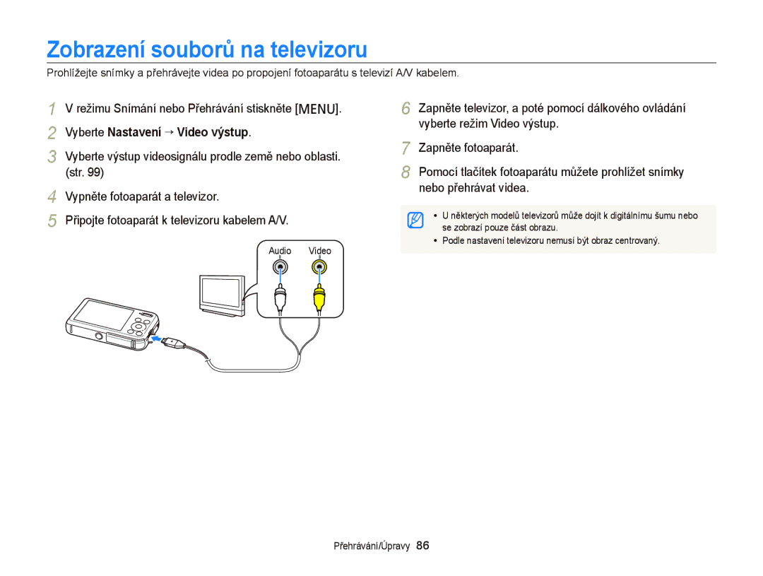 Samsung EC-PL20ZZBPBE3, EC-PL120ZFPBE3 manual Zobrazení souborů na televizoru, Vyberte Nastavení “ Video výstup, Str 