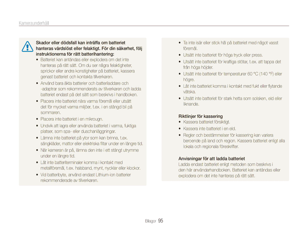 Samsung EC-PL150ZBPLE2 manual Använd bara äkta batterier och batteriladdare och, Anvisningar för att ladda batteriet 