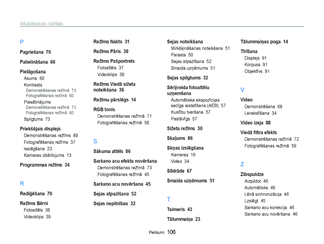 Samsung EC-PL150ZBPLRU manual Asums Kontrasts, Fotoattēls Videoklips, Mirkšķināšanas noteikšana 51 Parasta, Kameras Video 