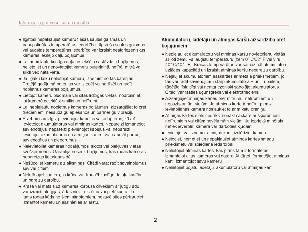 Samsung EC-PL150ZBPLRU, EC-PL150ZBPRRU, EC-PL150ZBPSRU, EC-PL150ZBPURU manual Informācija﻿par veselību un drošību 