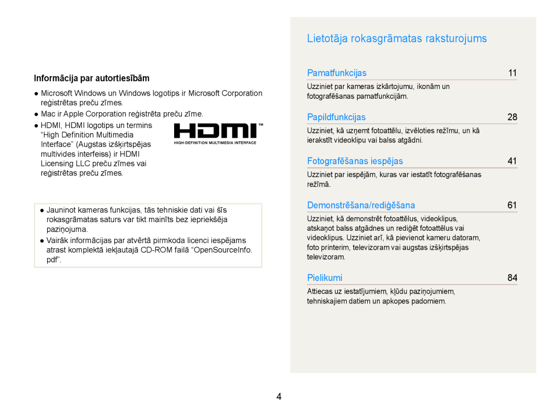 Samsung EC-PL150ZBPSRU, EC-PL150ZBPRRU, EC-PL150ZBPURU Lietotāja rokasgrāmatas raksturojums, Informācija par autortiesībām 