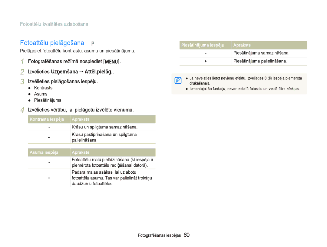 Samsung EC-PL150ZBPSRU, EC-PL150ZBPRRU, EC-PL150ZBPURU manual Fotoattēlu pielāgošana p, Izvēlieties pielāgošanas iespēju 