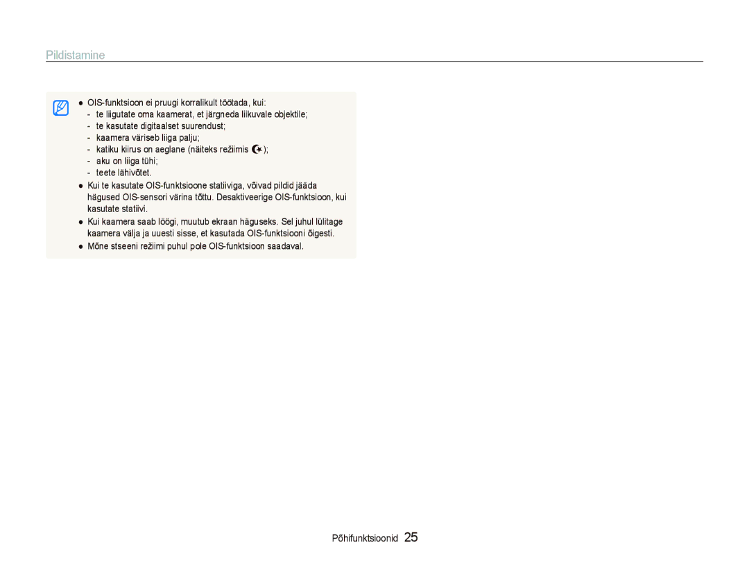 Samsung EC-PL150ZBPURU, EC-PL150ZBPRRU, EC-PL150ZBPSRU, EC-PL150ZBPLRU manual Pildistamine 