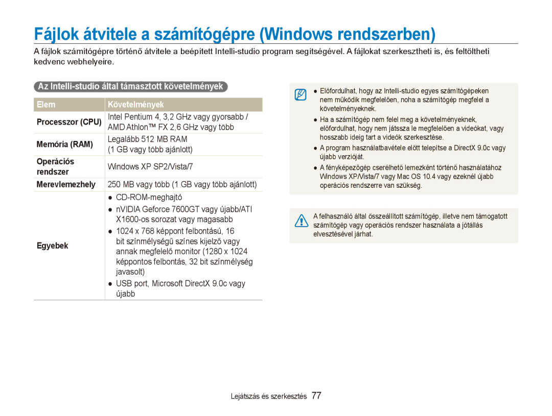 Samsung EC-PL150ZBPEE3, EC-PL150ZBPUIT, EC-PL150ZBPRIT manual Fájlok átvitele a számítógépre Windows rendszerben, Elem 