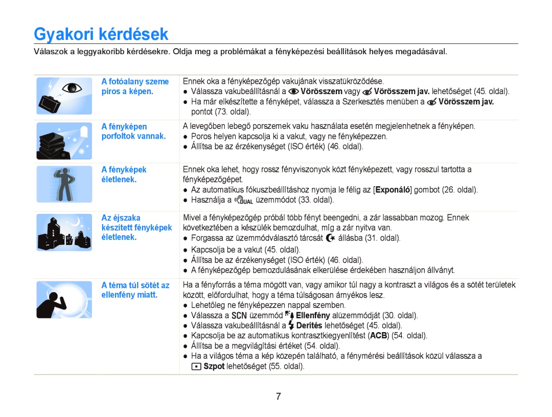 Samsung EC-PL150ZBPEE3, EC-PL150ZBPUIT, EC-PL150ZBPRIT, EC-PL150ZBPRE3 manual Gyakori kérdések, Vörösszem vagy, Vörösszem jav 