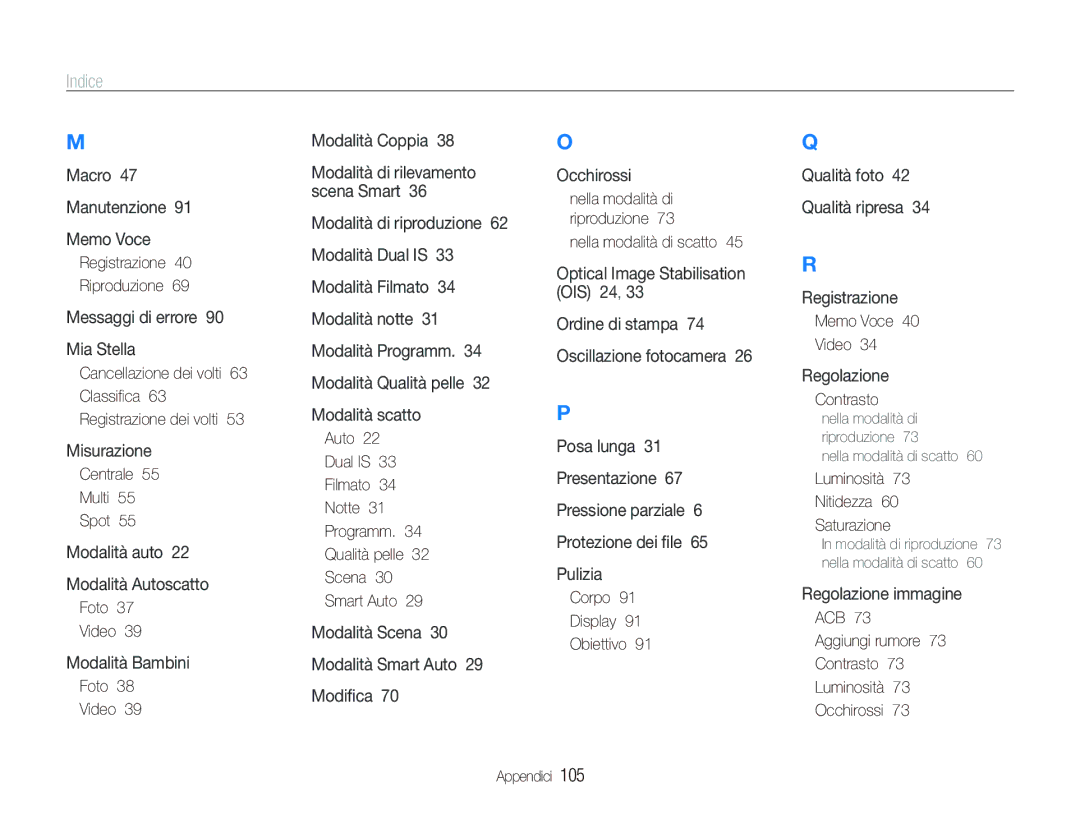 Samsung EC-PL150ZBPUIT, EC-PL150ZBPVIT, EC-PL150ZBPLIT, EC-PL150ZBPSIT, EC-PL150ZBPRIT manual Indice 