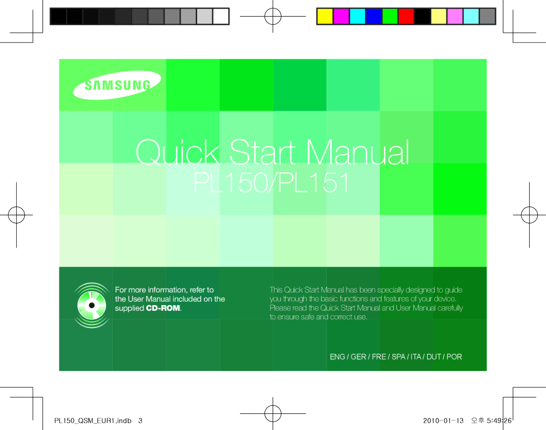 Samsung EC-PL150ZBPRGB, EC-PL151ZBDLE1, EC-PL151ZBDRE1, EC-PL150ZBPUE1, EC-PL150ZBPRE1, EC-PL150ZBPLE1 manual PL150/PL151 