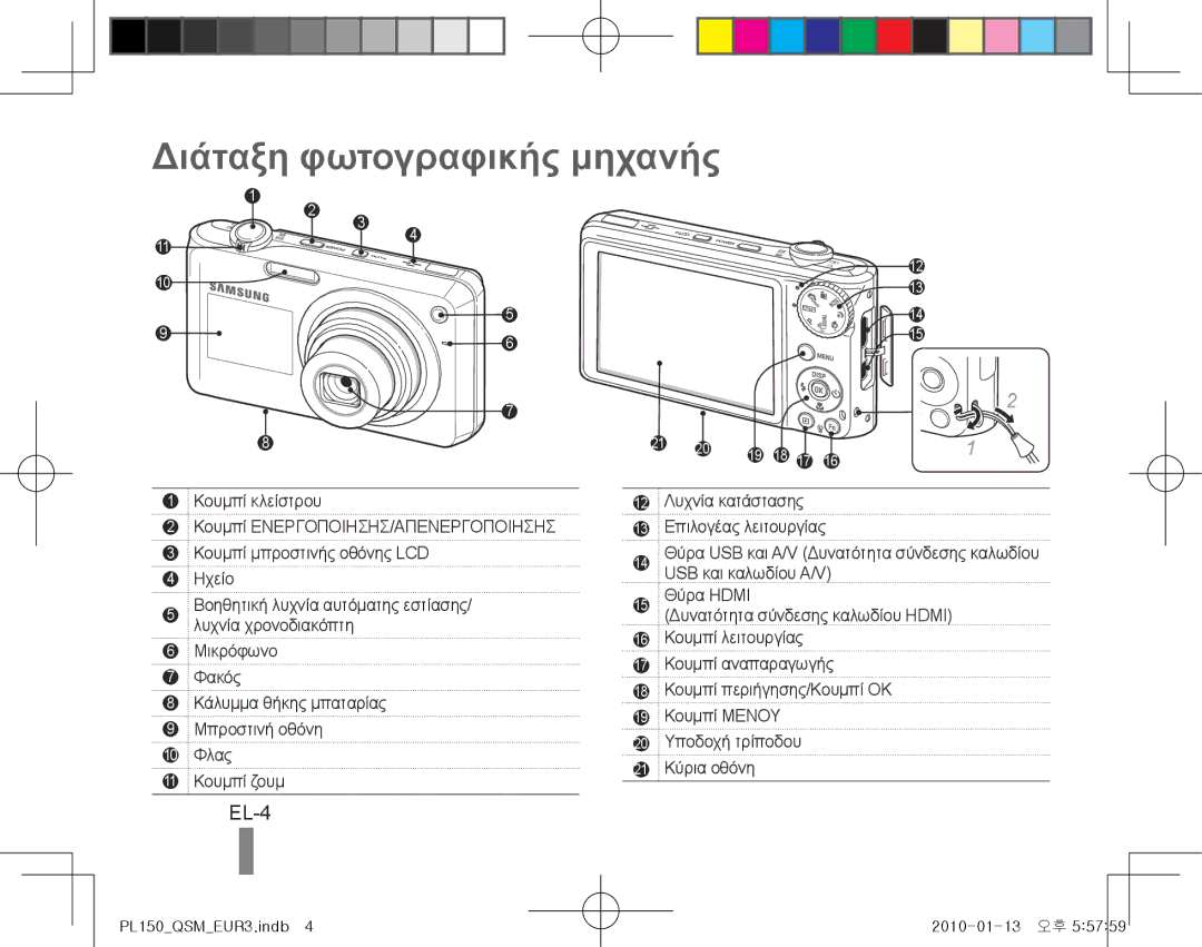 Samsung EC-PL151ZBDVVN, EC-PL151ZBDLE1, EC-PL150ZBPRGB, EC-PL151ZBDRE1, EC-PL150ZBPUE1 Διάταξη φωτογραφικής μηχανής, EL-4 