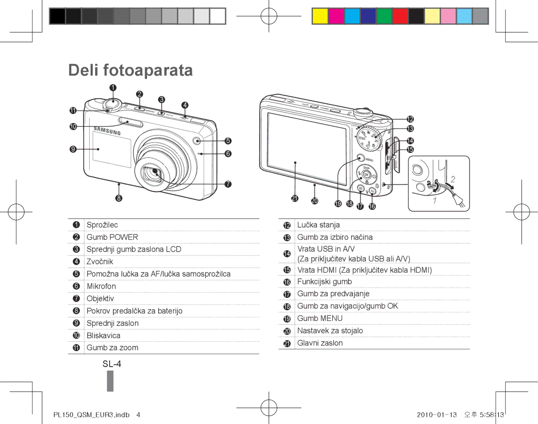 Samsung EC-PL151ZBDRE1, EC-PL151ZBDLE1, EC-PL150ZBPRGB, EC-PL150ZBPUE1, EC-PL150ZBPRE1, EC-PL150ZBPLE1 Deli fotoaparata, SL-4 