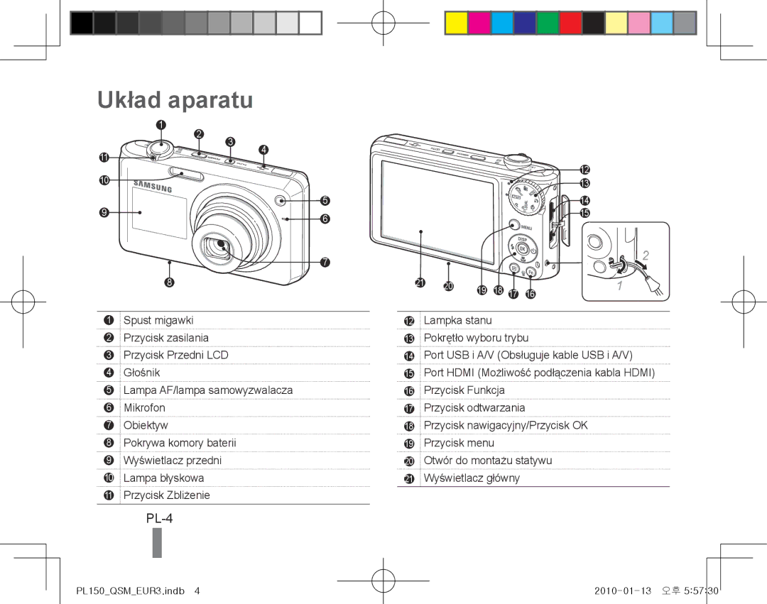 Samsung EC-PL150ZBPSE3, EC-PL151ZBDLE1, EC-PL150ZBPRGB, EC-PL151ZBDRE1, EC-PL150ZBPUE1, EC-PL150ZBPRE1 Układ aparatu, PL-4 