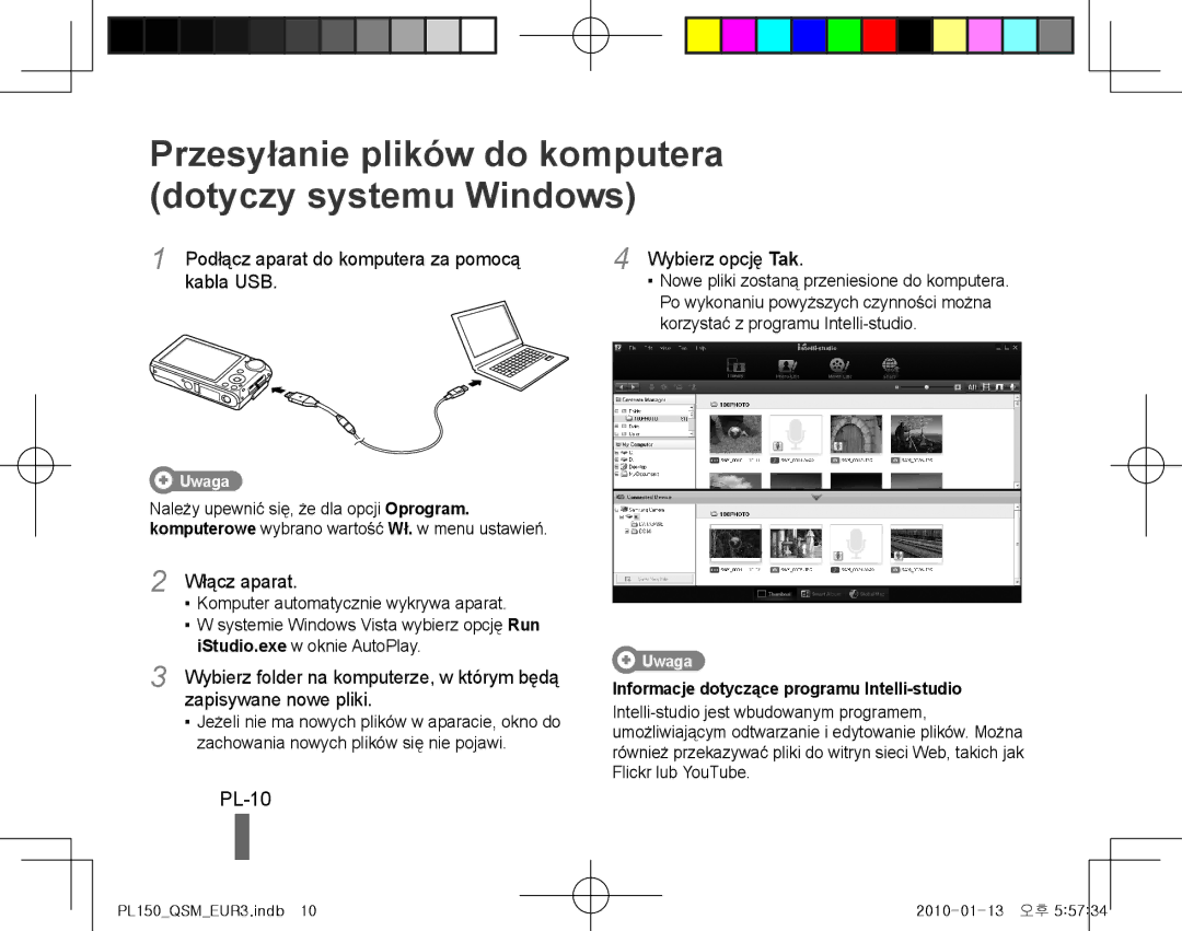 Samsung EC-PL150ZBPVE2, EC-PL151ZBDLE1, EC-PL150ZBPRGB manual Przesyłanie plików do komputera dotyczy systemu Windows, PL-10 