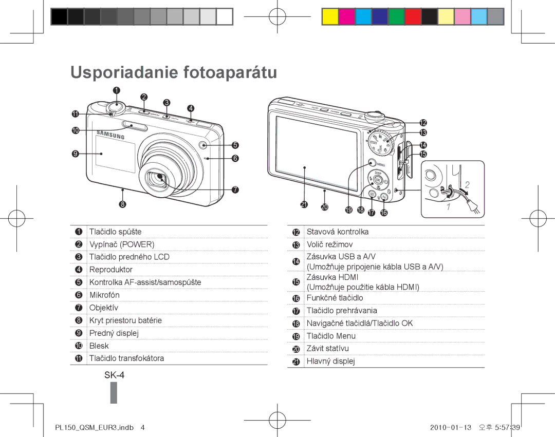 Samsung EC-PL150ZBPUE1, EC-PL151ZBDLE1, EC-PL150ZBPRGB, EC-PL151ZBDRE1, EC-PL150ZBPRE1 manual Usporiadanie fotoaparátu, SK-4 