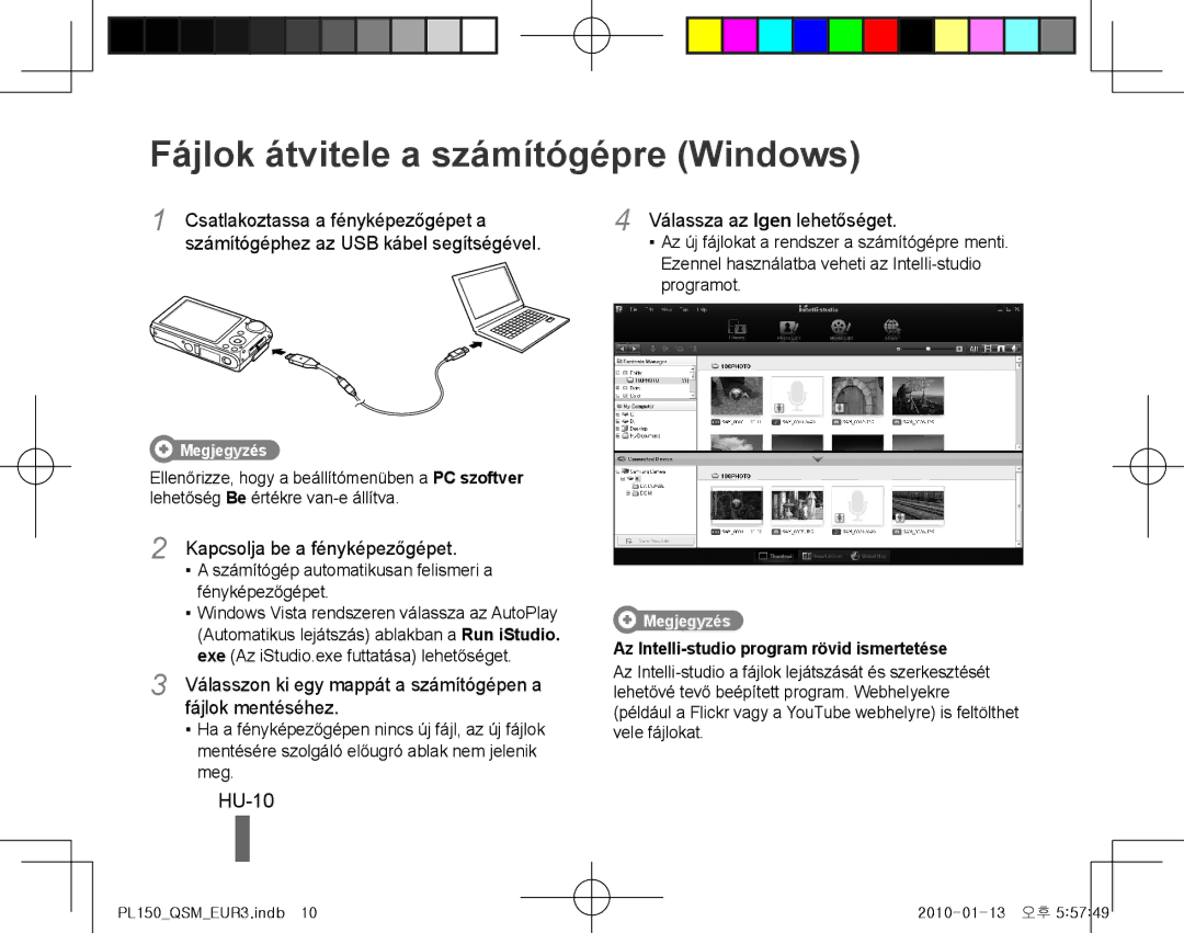 Samsung EC-PL150ZBPLIL, EC-PL151ZBDLE1, EC-PL150ZBPRGB, EC-PL151ZBDRE1 manual Fájlok átvitele a számítógépre Windows, HU-10 