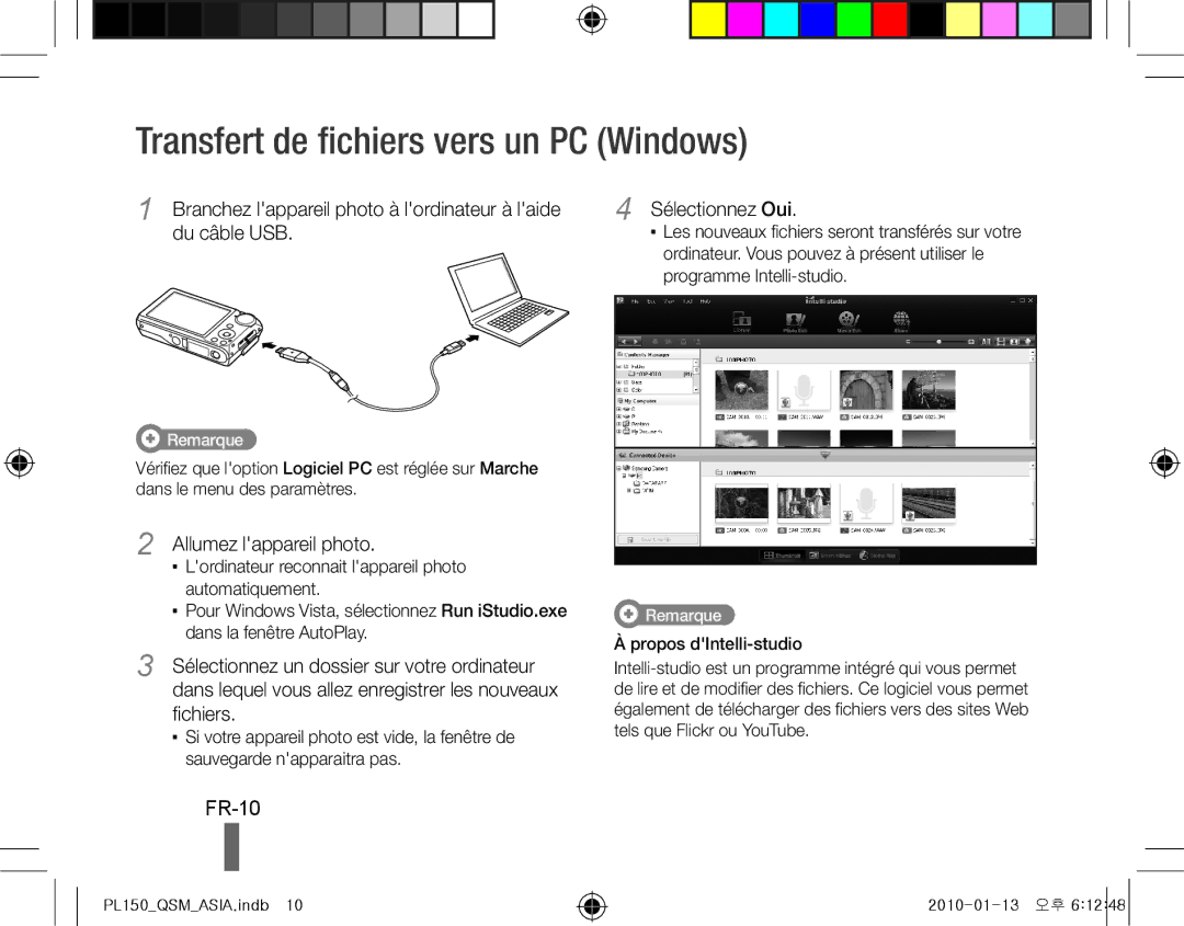 Samsung EC-PL150ZBPUSA manual Transfert de fichiers vers un PC Windows, FR-10, Allumez lappareil photo, Sélectionnez Oui 