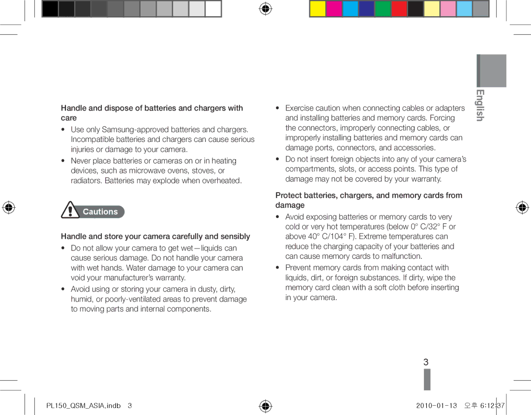 Samsung EC-PL150ZBPUE1, EC-PL151ZBDLE1, EC-PL150ZBPRGB manual Protect batteries, chargers, and memory cards from damage 