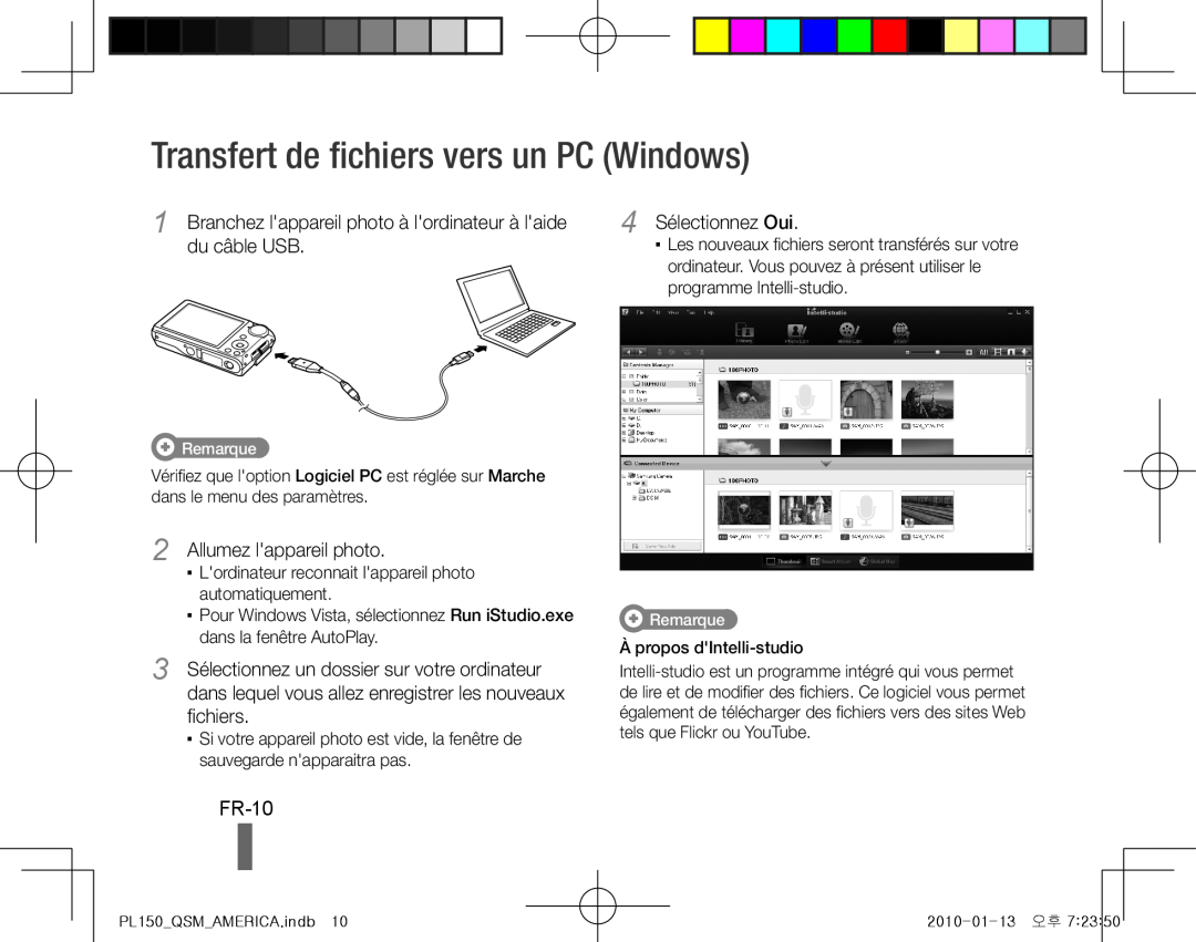 Samsung EC-PL150ZBPRDX manual Transfert de fichiers vers un PC Windows, FR-10, Allumez lappareil photo, 4 Sélectionnez Oui 