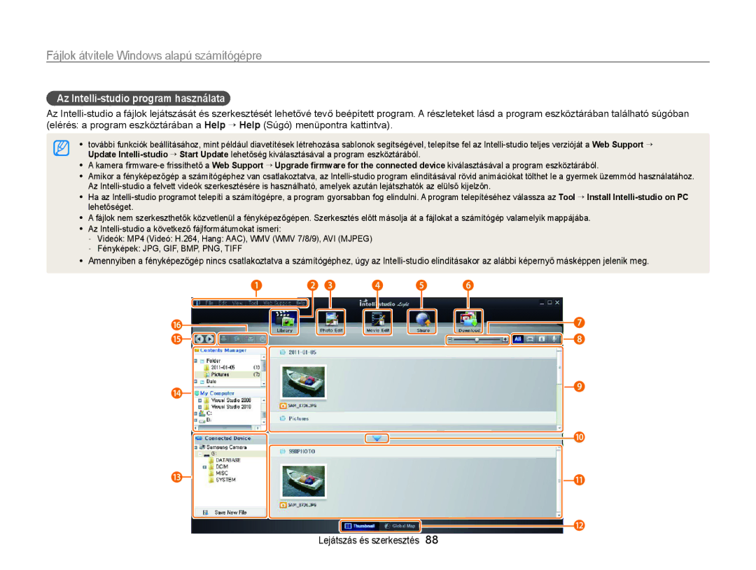 Samsung EC-PL170ZFPBE3, EC-PL170ZBPBE1, EC-PL170ZBPLE1, EC-PL170ZBPBE3, EC-PL170ZBPPE3 Az Intelli-studio program használata 