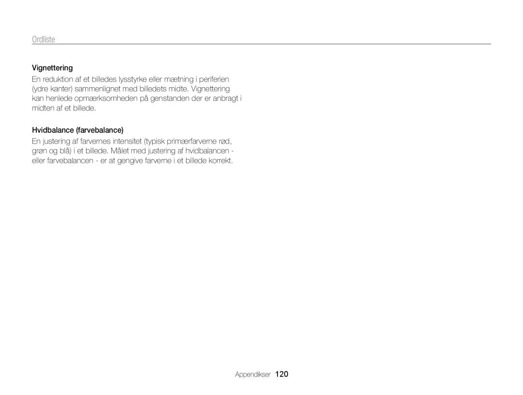 Samsung EC-PL170ZFPLE2, EC-PL170ZBPBE2, EC-PL170ZFPSE2, EC-PL170ZFPBE2, EC-PL170ZBPSE2 manual Ordliste 