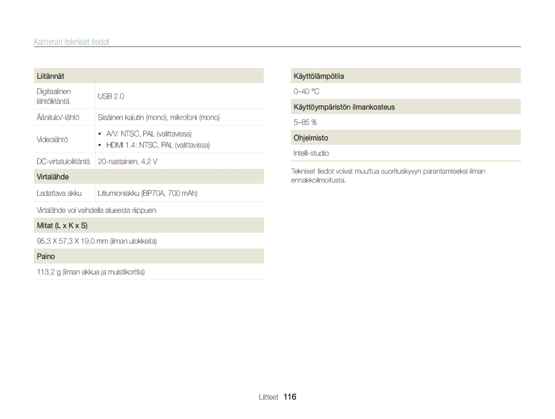 Samsung EC-PL170ZFPSE2, EC-PL170ZBPBE2, EC-PL170ZFPLE2, EC-PL170ZFPBE2, EC-PL170ZBPSE2 manual Nastainen, 4,2 