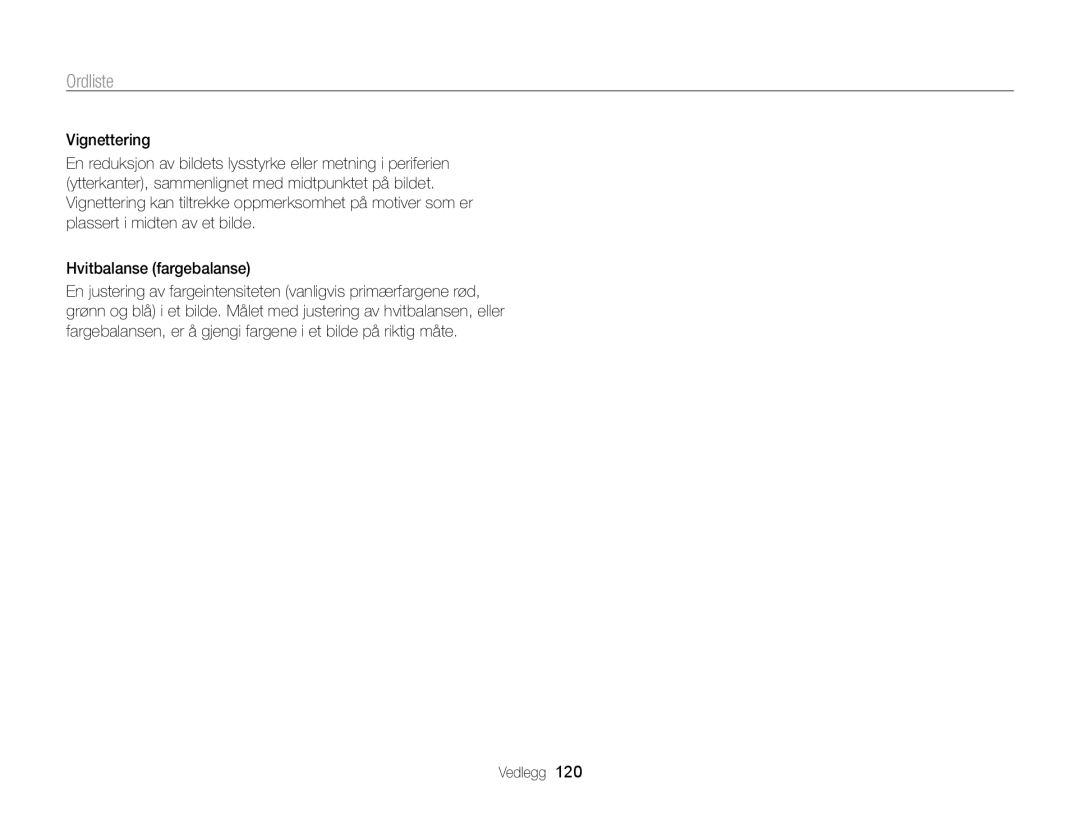 Samsung EC-PL170ZFPLE2, EC-PL170ZBPBE2, EC-PL170ZFPSE2, EC-PL170ZFPBE2, EC-PL170ZBPSE2 manual Ordliste 