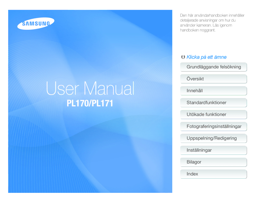 Samsung EC-PL170ZBPBE1, EC-PL170ZFPBE1, EC-PL170ZDPBZA, EC-PL170ZFPLE1, EC-PL170ZBPLE1, EC-PL170ZBPPE1 manual PL170/PL171 